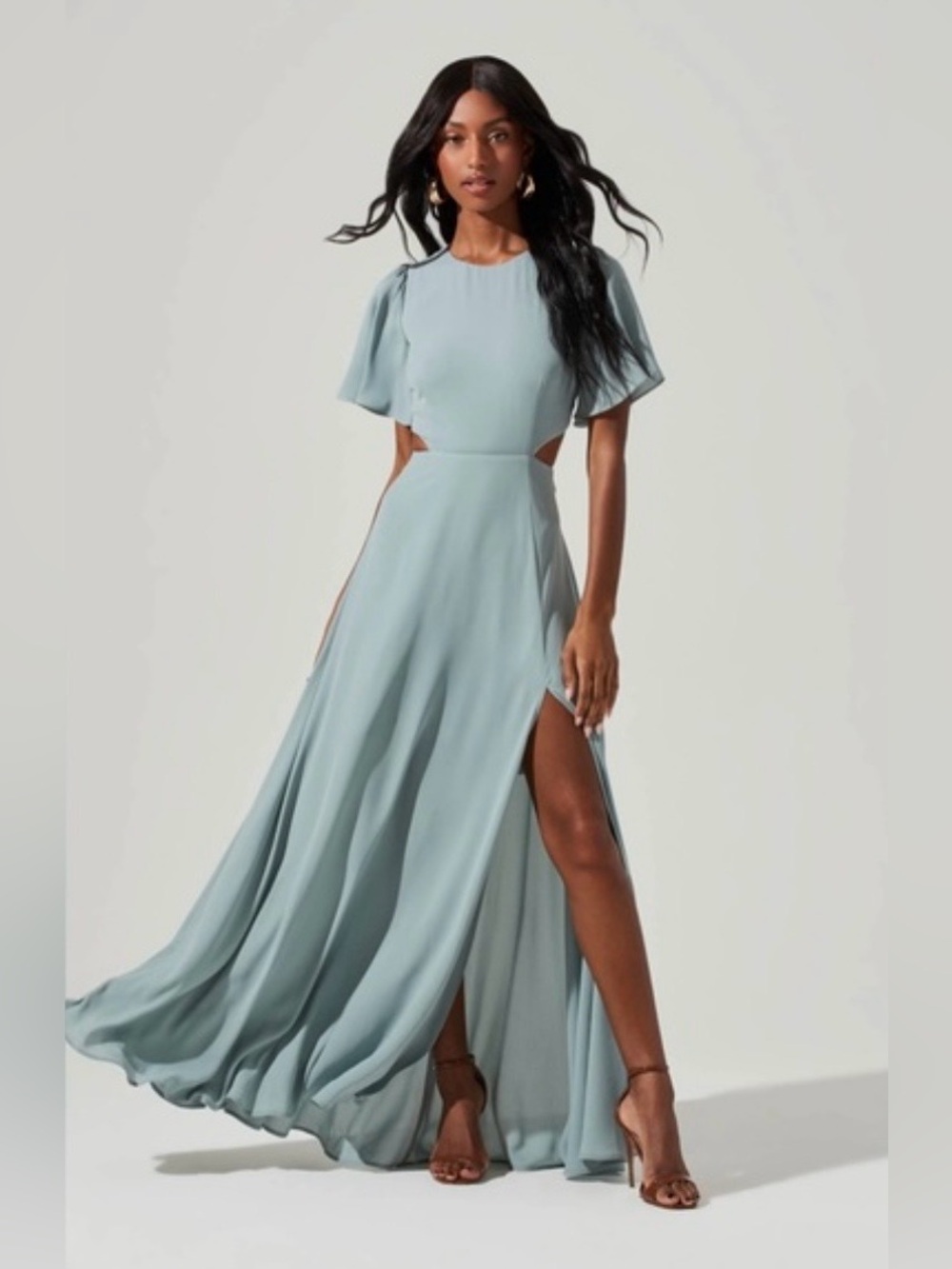 ASTR the label Elegant Light Blue Cutout Maxi Dress